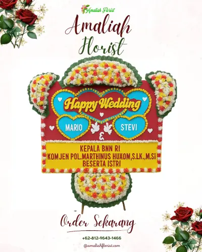 Karangan Papan Bunga Pernikahan di Karangdawa